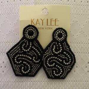 Black and Silver Beaded Earrings
